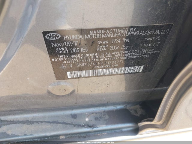 5NPD74LF4JH294771 Hyundai ELANTRA SE