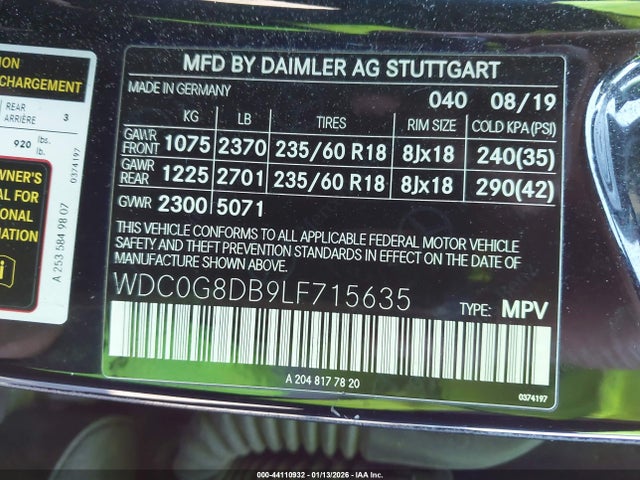 Продаж на аукціоні авто 2020 Mercedes-benz Glc 300, vin: WDC0G8DB9LF715635, номер лоту: 44110932
