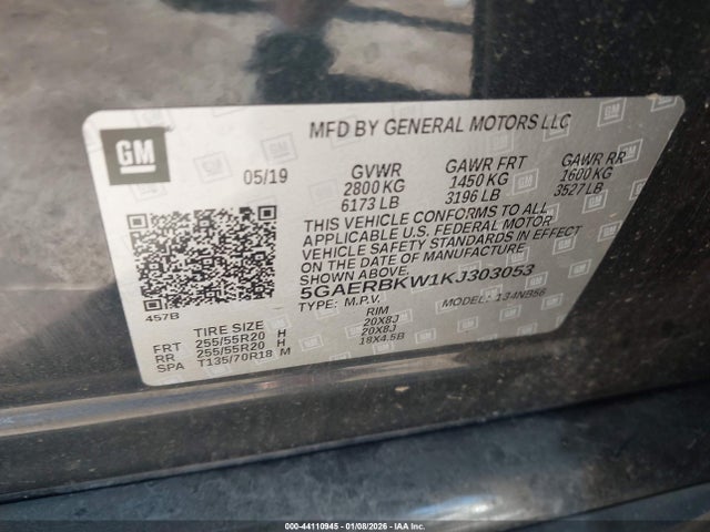 44110945 :رقم المزاد ، 5GAERBKW1KJ303053 vin ، 2019 Buick Enclave Fwd Essence مزاد بيع