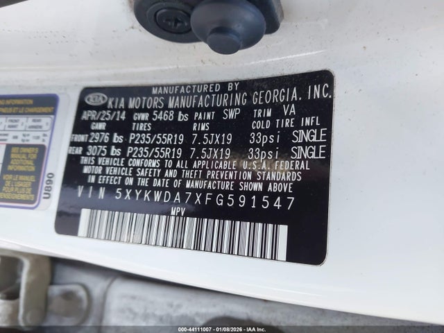 5XYKWDA7XFG591547 KIA Sorento Limited V6