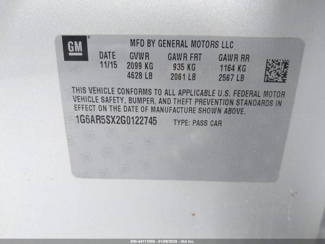 Продаж на аукціоні авто 2016 Cadillac Cts Luxury Collection, vin: 1G6AR5SX2G0122745, номер лоту: 44111008