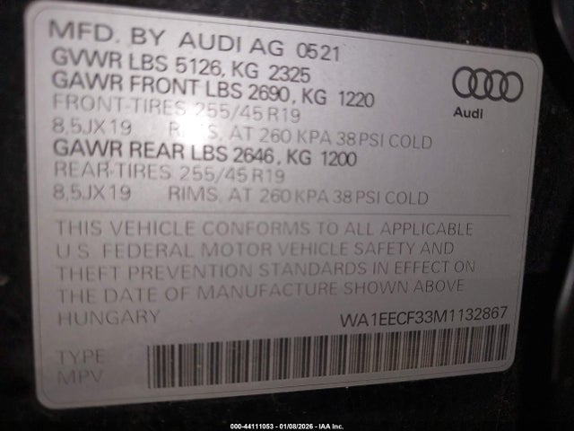 2021 AUDI Q3 WA1EECF33M1132867 Photo 8