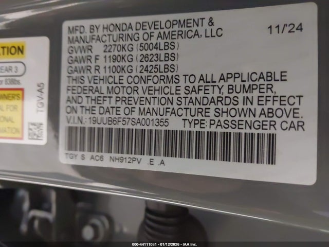 Aukcja sprzedaży 2025 Acura Tlx A-spec Package, vin: 19UUB6F57SA001355, numer aukcji: 44111081
