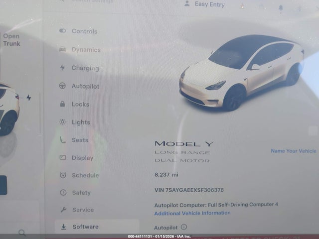 Aukcja sprzedaży 2025 Tesla Model Y Long Range Dual Motor All-wheel Drive, vin: 7SAYGAEEXSF306378, numer aukcji: 44111131