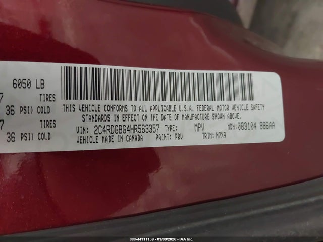 2C4RDGBG4HR563357 Dodge Grand Caravan Se Plus