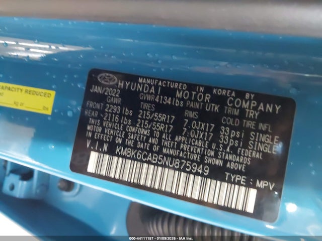 Продажа на аукционе авто 2022 Hyundai Kona Sel, vin: KM8K6CAB5NU875949, номер лота: 44111157