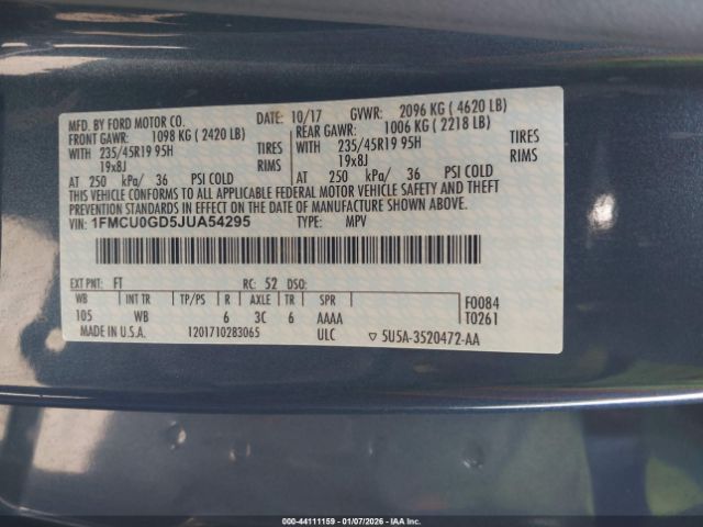 2018 FORD ESCAPE 1FMCU0GD5JUA54295 Photo 8