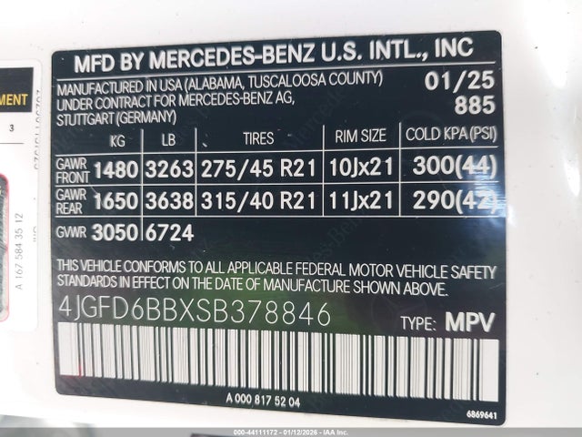 Aukcja sprzedaży 2025 Mercedes-benz Amg Gle 53 Coupe 4matic+, vin: 4JGFD6BBXSB378846, numer aukcji: 44111172