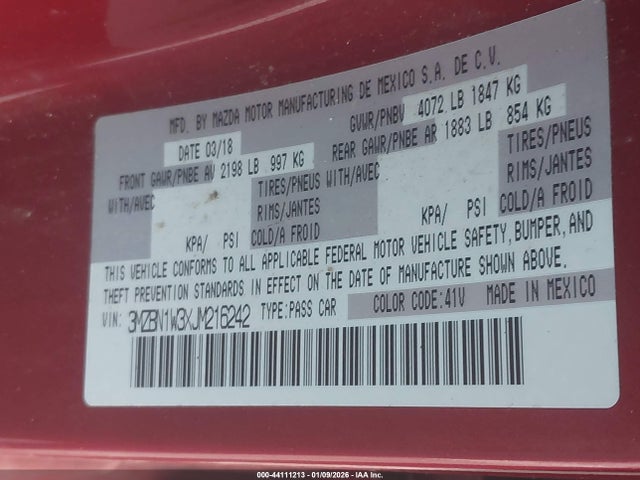 3MZBN1W3XJM216242 Mazda Mazda3 Grand Touring