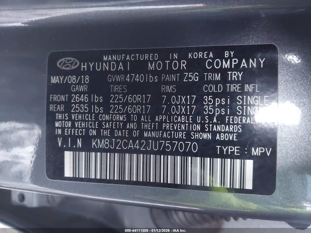 2018 HYUNDAI TUCSON KM8J2CA42JU757070 Photo 8
