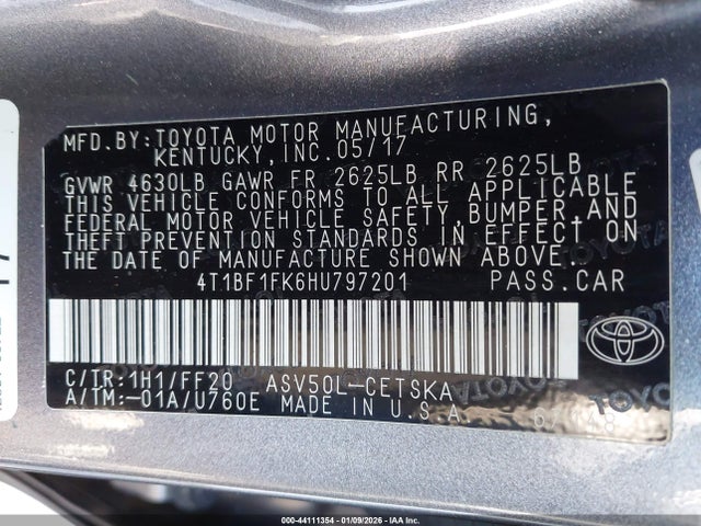 Toyota CAMRY SE 2017 4T1BF1FK6HU797201 Image 9