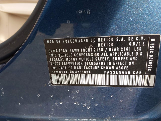 3VWD67AJ8GM231894 Volkswagen Jetta 1.4t Se