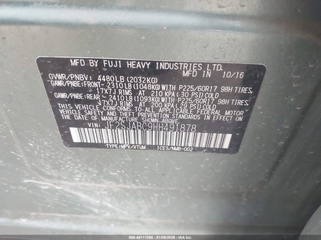 JF2SJABC9HH491878 Subaru Forester 2.5i