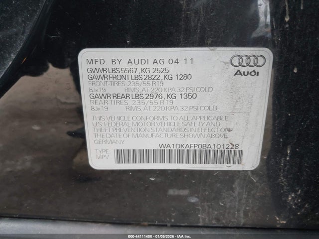 2011 AUDI Q5 WA1DKAFP0BA101228 Photo 8