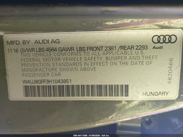 2017 AUDI A3 WAUJ8GFF3H1043851 Photo 8