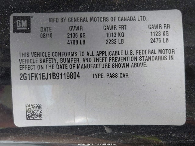 Aukcja sprzedaży 2011 Chevrolet Camaro 2ss, vin: 2G1FK1EJ1B9119804, numer aukcji: 44111472