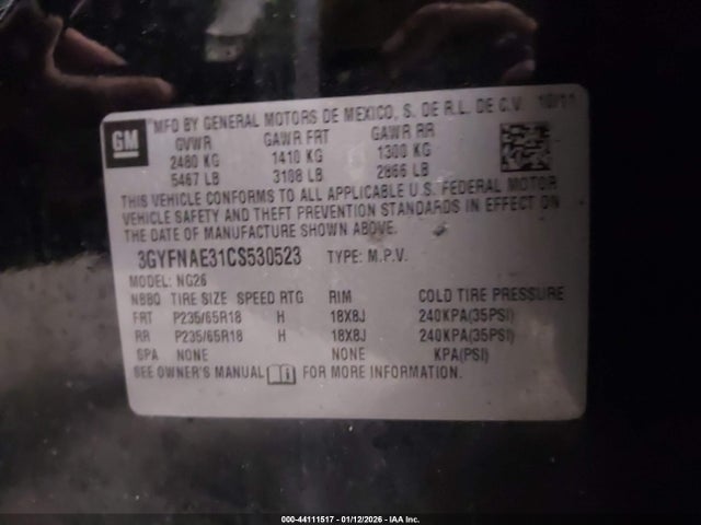 2012 CADILLAC SRX 3GYFNAE31CS530523 Photo 8