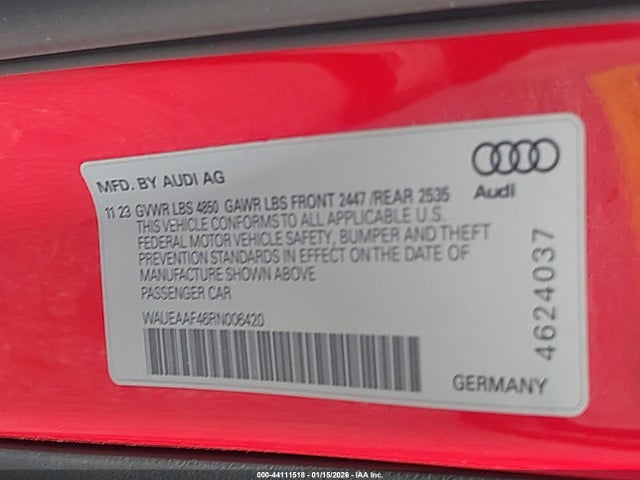 2024 AUDI A4 WAUEAAF46RN006420 Photo 8