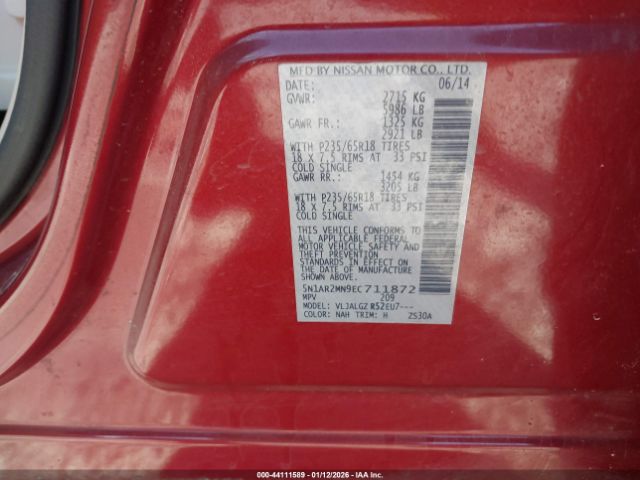 2014 NISSAN PATHFINDER 5N1AR2MN9EC711872 Photo 8