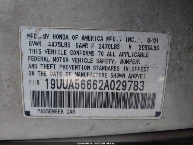 2002 ACURA TL 19UUA56662A029783 Photo 8