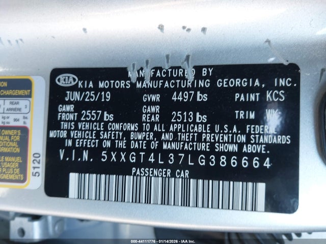 5XXGT4L37LG386664 KIA Optima Lx