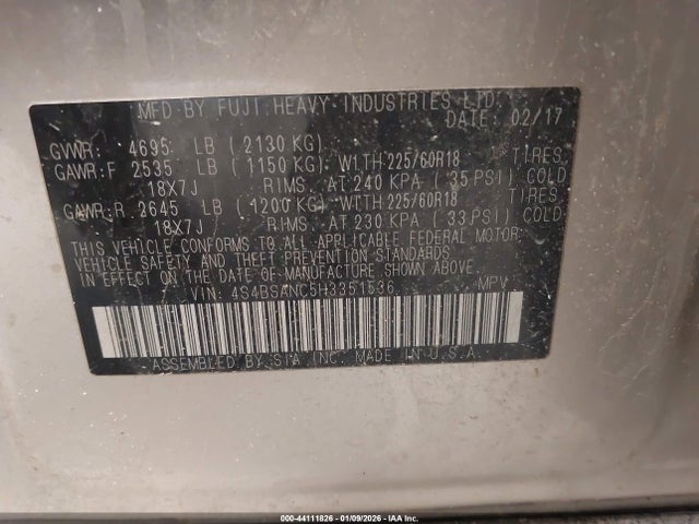 4S4BSANC5H3351536 Subaru Outback 2.5i Limited