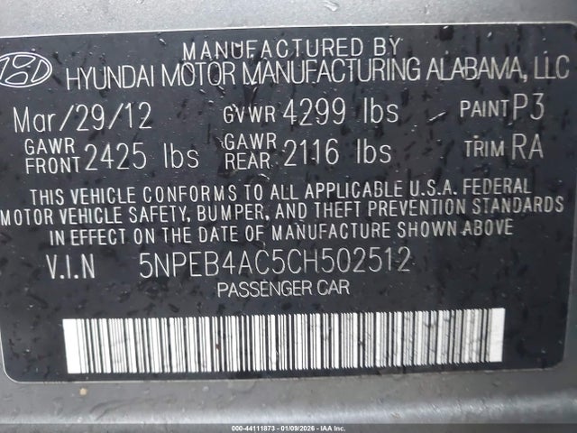 2012 HYUNDAI SONATA 5NPEB4AC5CH502512 Photo 8