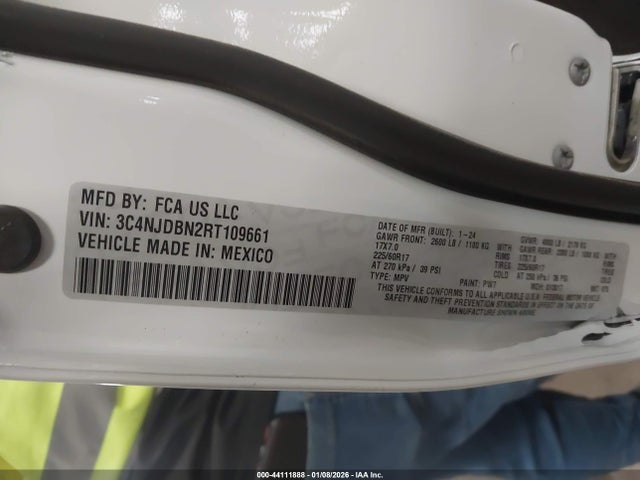 Продаж на аукціоні авто 2024 Jeep Compass Latitude 4x4, vin: 3C4NJDBN2RT109661, номер лоту: 44111888