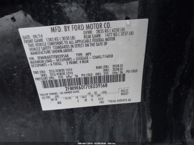 2FMHK6DT7EBD39568 Ford Flex Limited