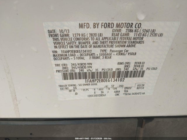 1FAHP2E80EG134102 Ford TAURUS SEL
