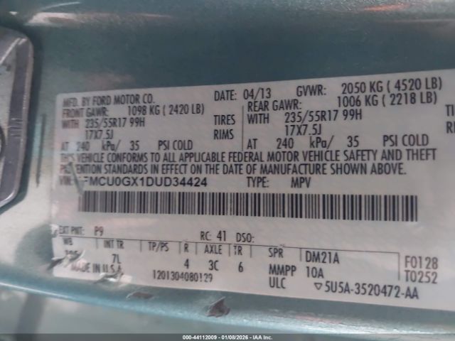 2013 FORD ESCAPE 1FMCU0GX1DUD34424 Photo 8
