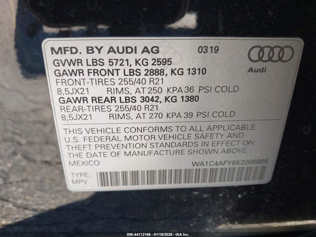 2019 AUDI SQ5 WA1C4AFY8K2086888 Photo 8