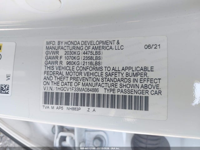 Honda Accord 2021 1HGCV1F33MA084886 Image 23