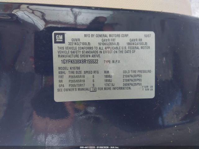 2008 CADILLAC ESCALADE 1GYFK638X8R155522 Photo 8