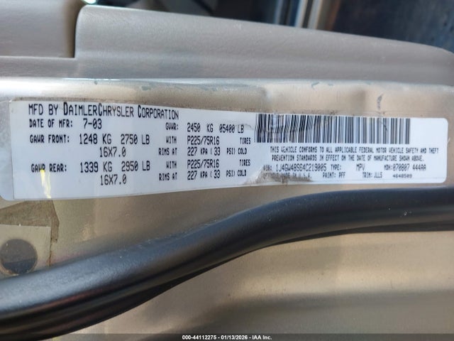 2004 JEEP GRAND CHEROKEE 1J4GW48S64C219005 Photo 8