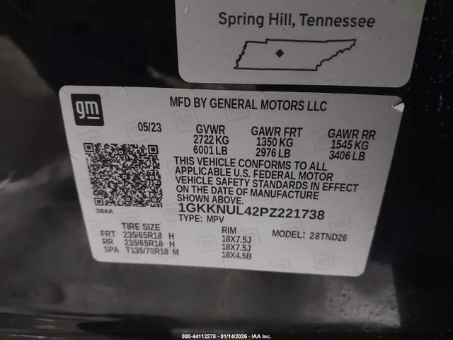 1GKKNUL42PZ221738 GMC Acadia Awd Slt
