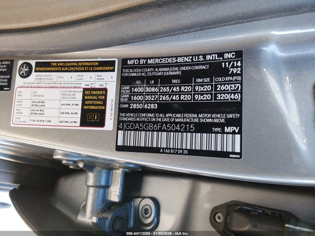 Mercedes-Benz Ml 400 4matic 2015 4JGDA5GB6FA504215 Image 9