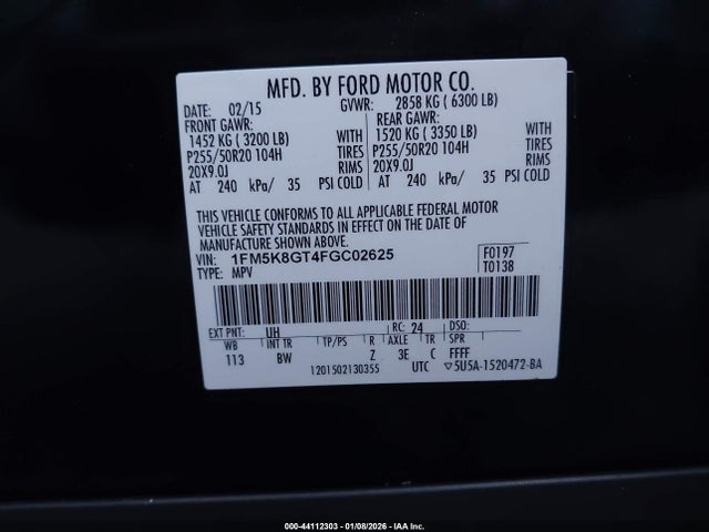 1FM5K8GT4FGC02625 Ford EXPLORER SPORT