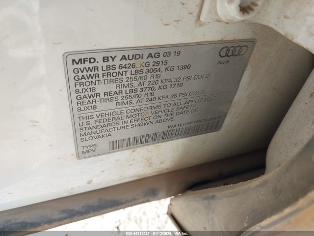 Продажа на аукционе авто 2019 Audi Q7 45 Premium/45 Se Premium, vin: WA1LHAF76KD039570, номер лота: 44112327