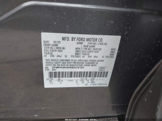 2022 FORD EDGE 2FMPK4K90NBA34100 Photo 8