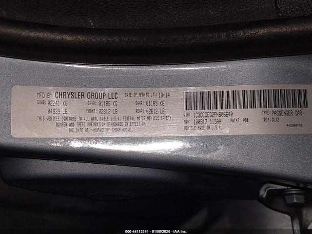 Auction sale of the 2015 Chrysler 200 C, vin: 1C3CCCEG2FN606640, lot number: 44112381