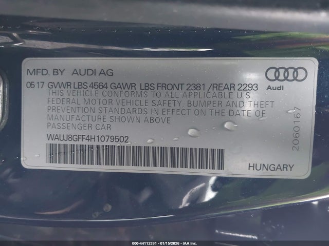 WAUJ8GFF4H1079502 Audi A3 2.0t Premium