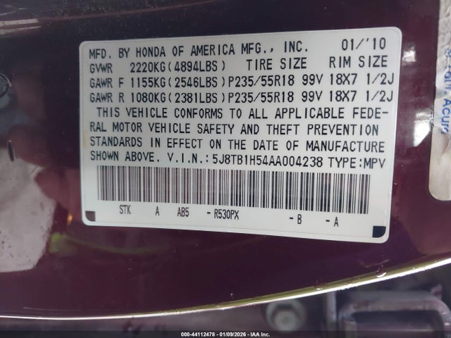 2010 ACURA RDX 5J8TB1H54AA004238 Photo 8