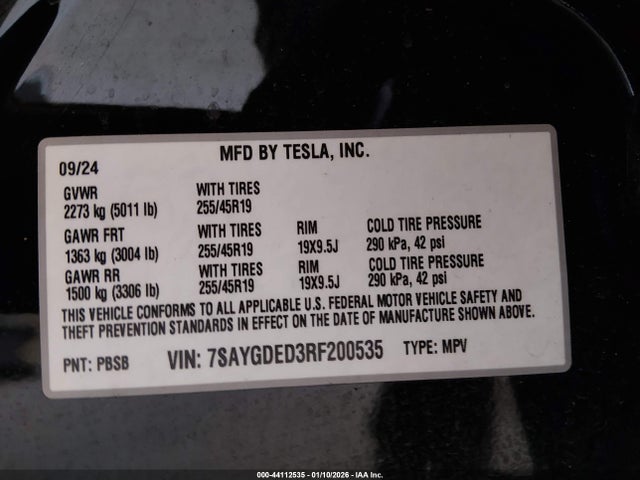 2024 TESLA MODEL Y 7SAYGDED3RF200535 Photo 8