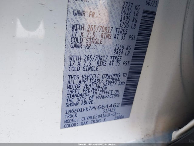 1N6ED1EK7PN664462 Nissan Frontier Pro-4x 4x4