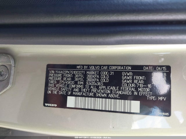 YV4A22PK7G1003271 Volvo Xc90 T6 Momentum