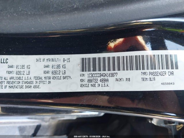 Продажа на аукционе авто 2016 Chrysler 200 C, vin: 1C3CCCCB4GN103877, номер лота: 44112679