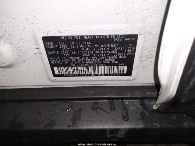 44112687 :رقم المزاد ، 4S4BRBNC1E3315842 vin ، 2014 Subaru Outback 2.5i Limited مزاد بيع