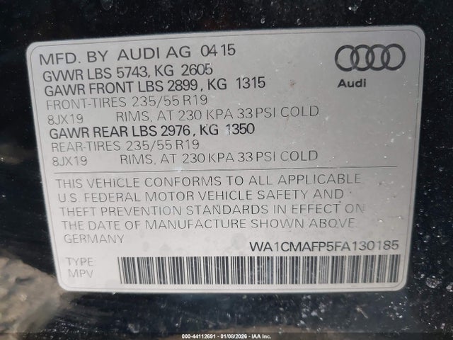 2015 AUDI Q5 WA1CMAFP5FA130185 Photo 8