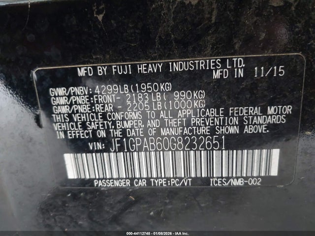 JF1GPAB60G8232651 Subaru Impreza 2.0i Premium